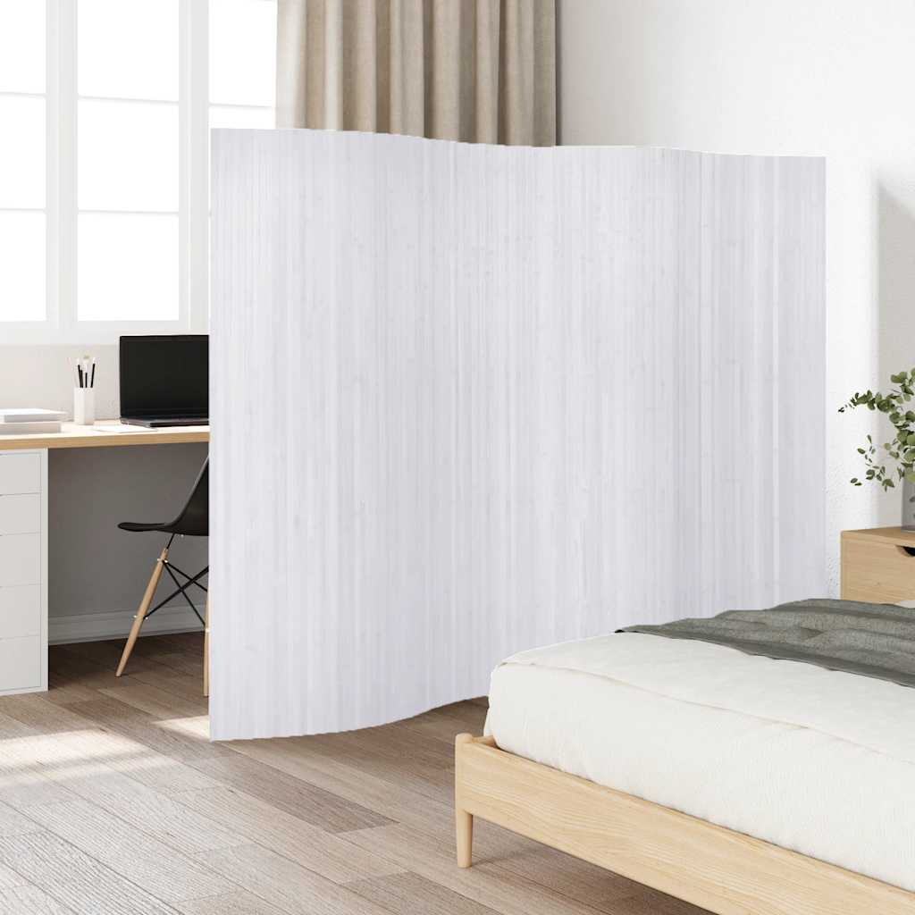 vidaXL Parawan bambusowy, biały, szerokość 250 cm, wysokość 165 cm