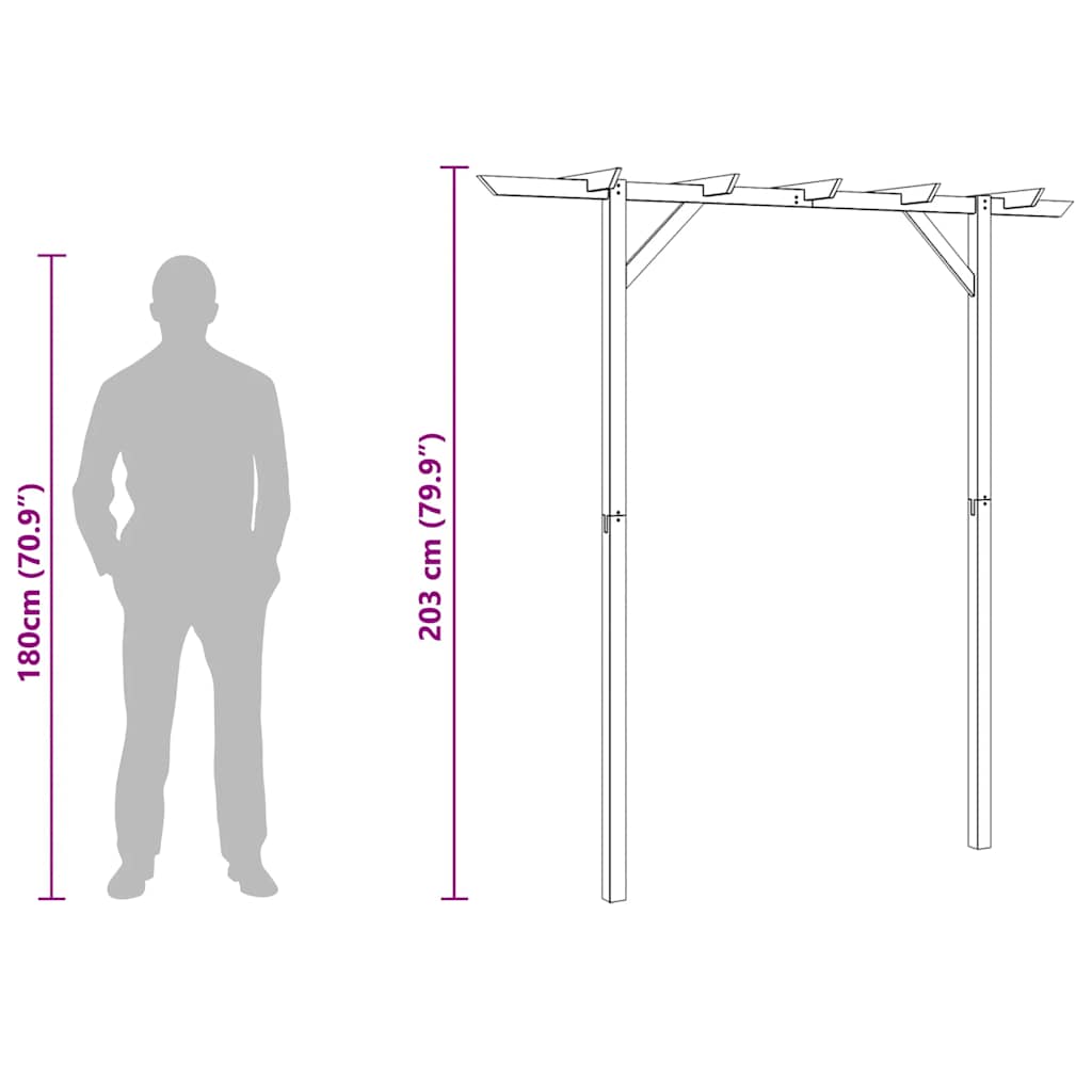 vidaXL Pergola ogrodowa, 205 x 40 x 203 cm, drewno