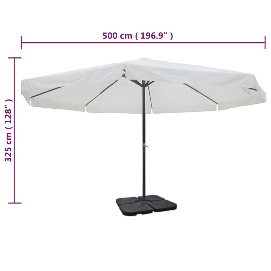 vidaXL Parasol ogrodowy z przenośną, aluminiową podstawą, biały