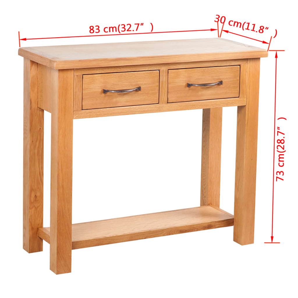 vidaXL Konsola z 2 szufladami, 83x30x73 cm, lite drewno dębowe