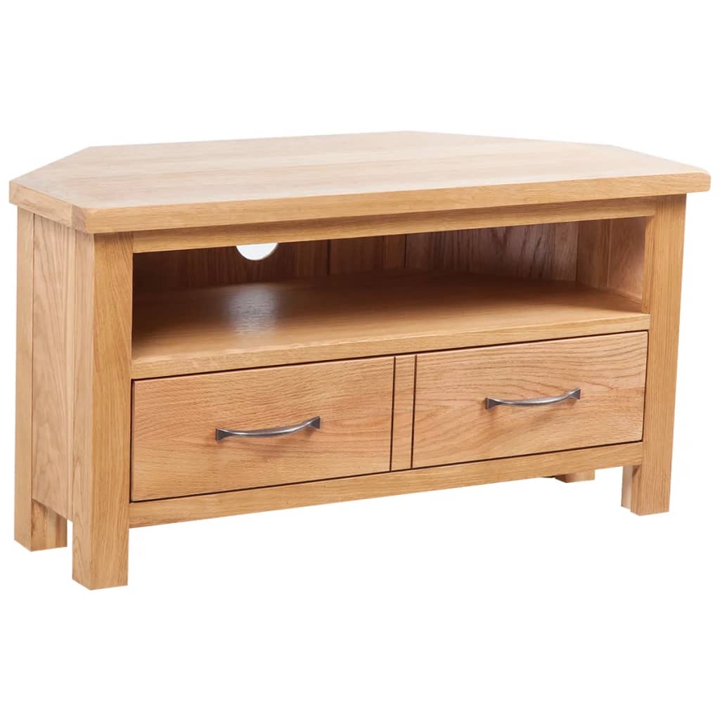 vidaXL Szafka pod TV z szufladą, 88 x 42 x 46 cm, lite drewno dębowe
