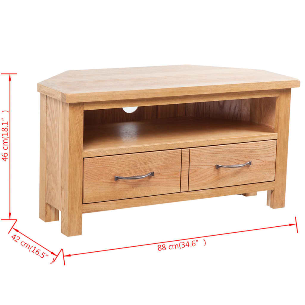 vidaXL Szafka pod TV z szufladą, 88 x 42 x 46 cm, lite drewno dębowe