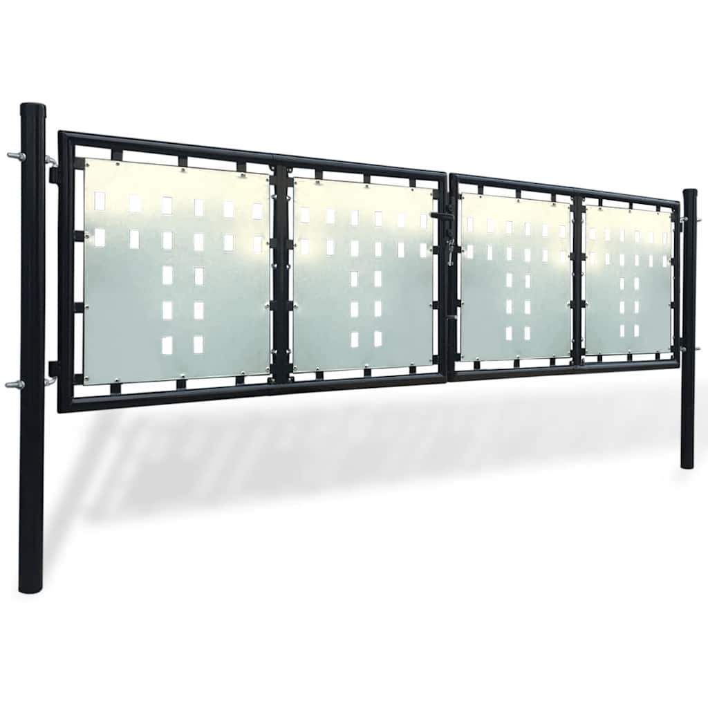 vidaXL Czarna brama ogrodzeniowa jednoskrzydłowa 300x100 cm