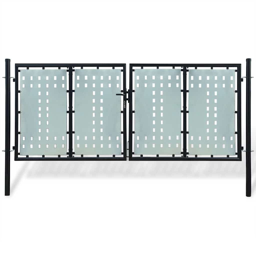 vidaXL Czarna brama ogrodzeniowa jednoskrzydłowa 300x125 cm