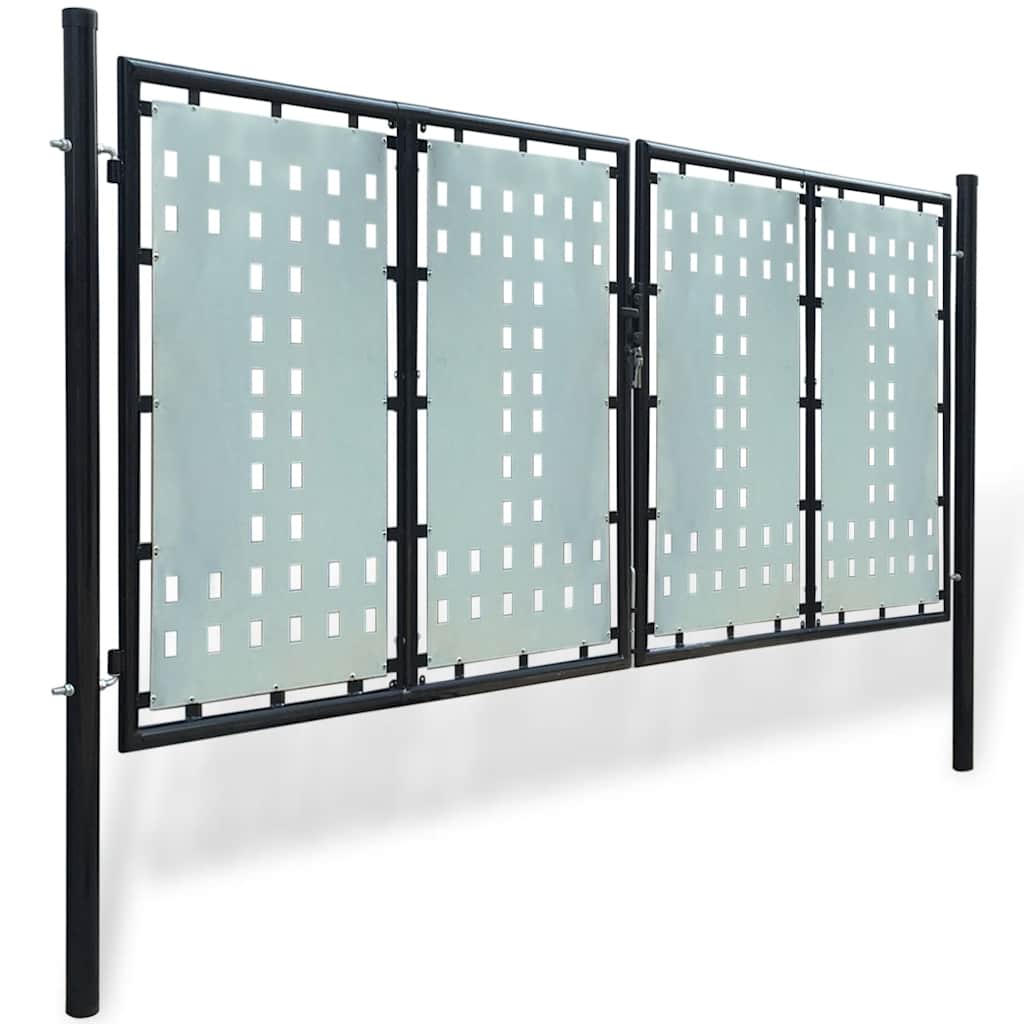 vidaXL Czarna brama ogrodzeniowa jednoskrzydłowa 300x125 cm