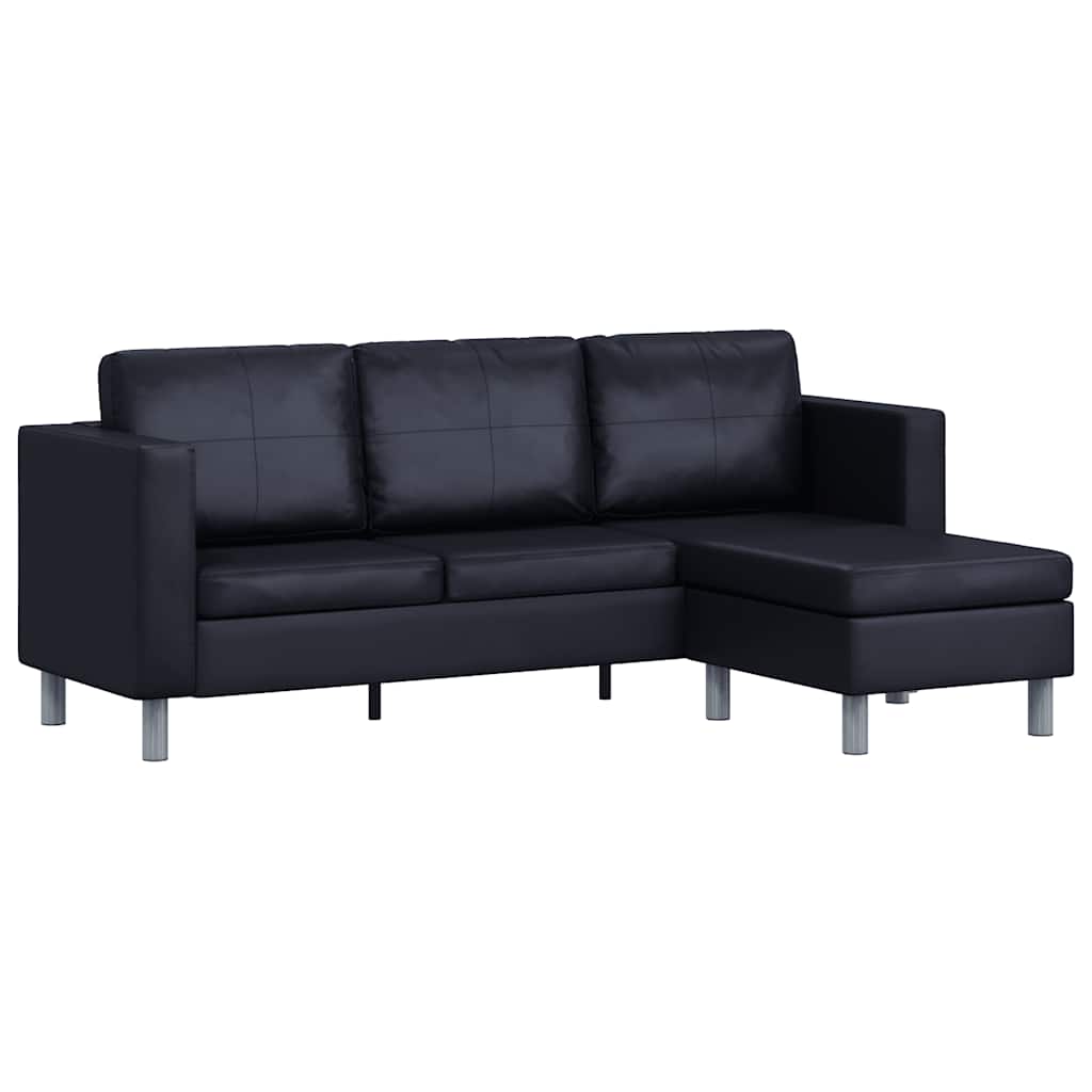 vidaXL Sofa 3-osobowa, skóra syntetyczna, czarna