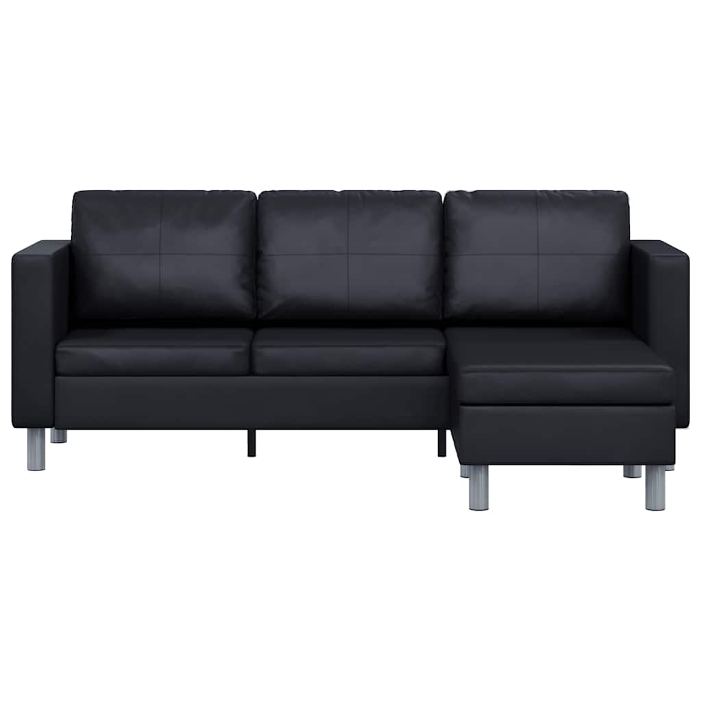 vidaXL Sofa 3-osobowa, skóra syntetyczna, czarna