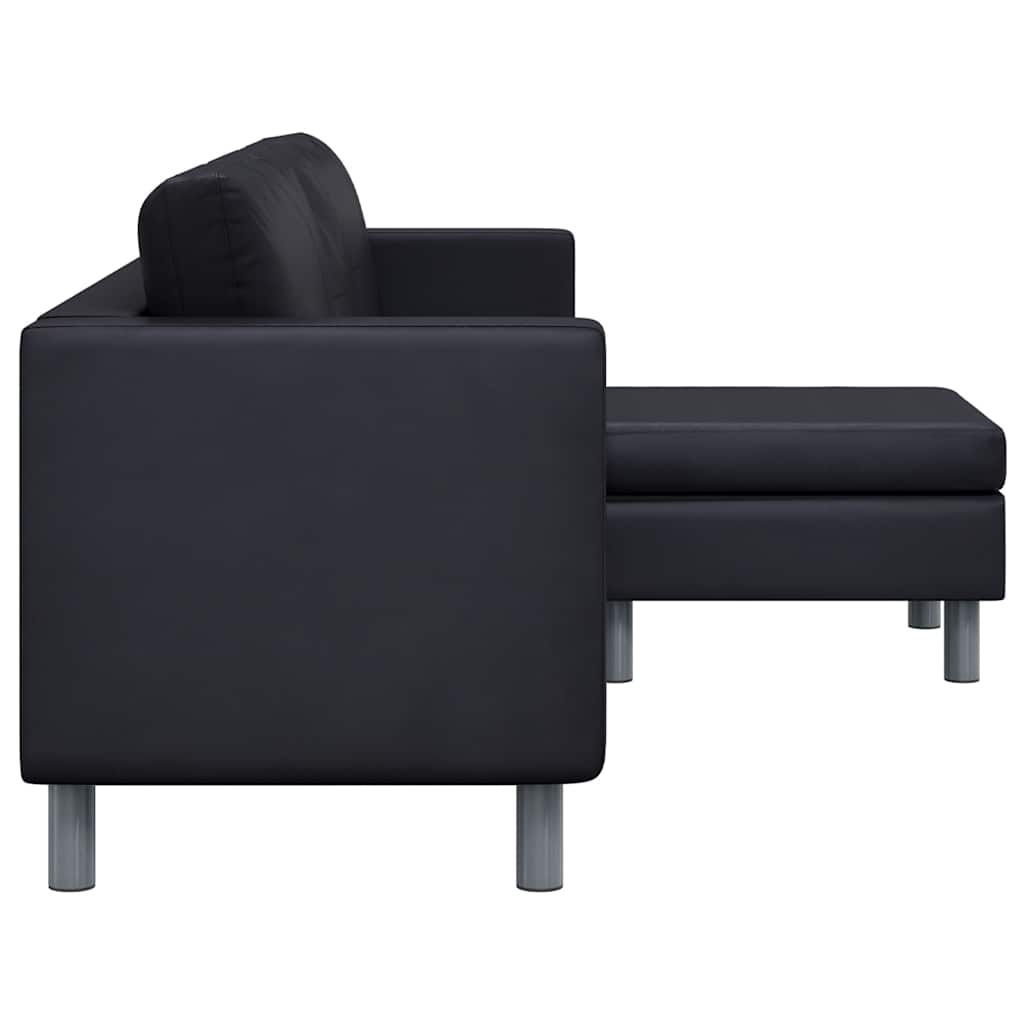 vidaXL Sofa 3-osobowa, skóra syntetyczna, czarna
