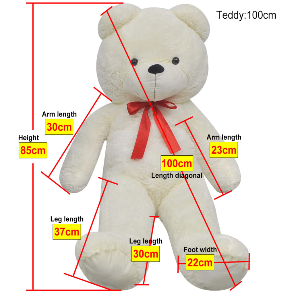 vidaXL Miękki, pluszowy miś, biały, XXL, 85 cm