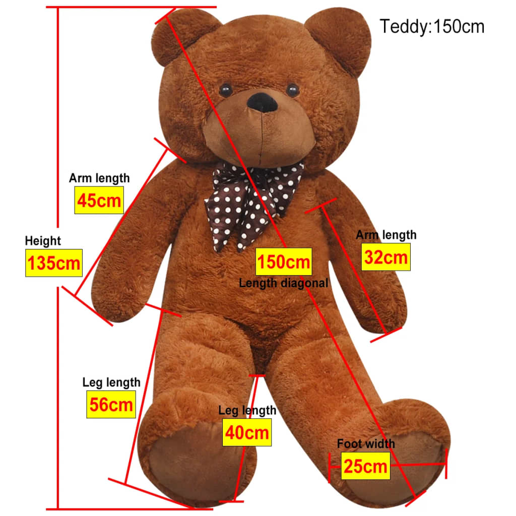 vidaXL Miękki, pluszowy miś XXL, brązowy, 135 cm