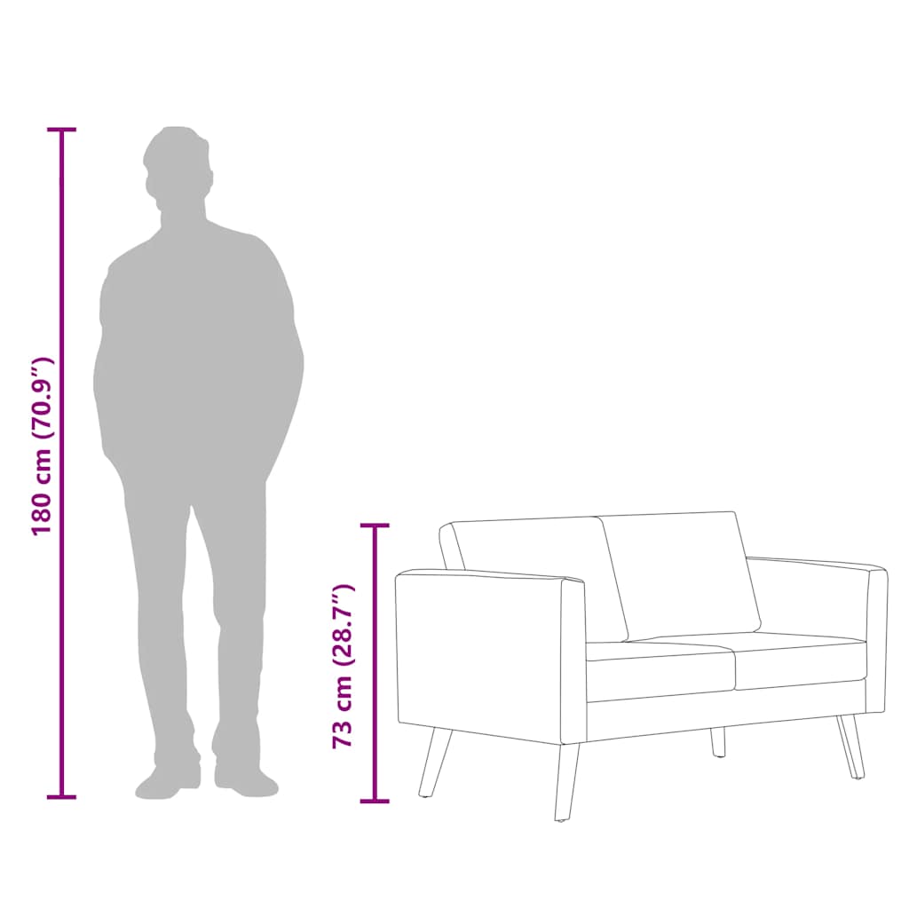vidaXL Sofa 2-osobowa, materiałowa, jasnoszara