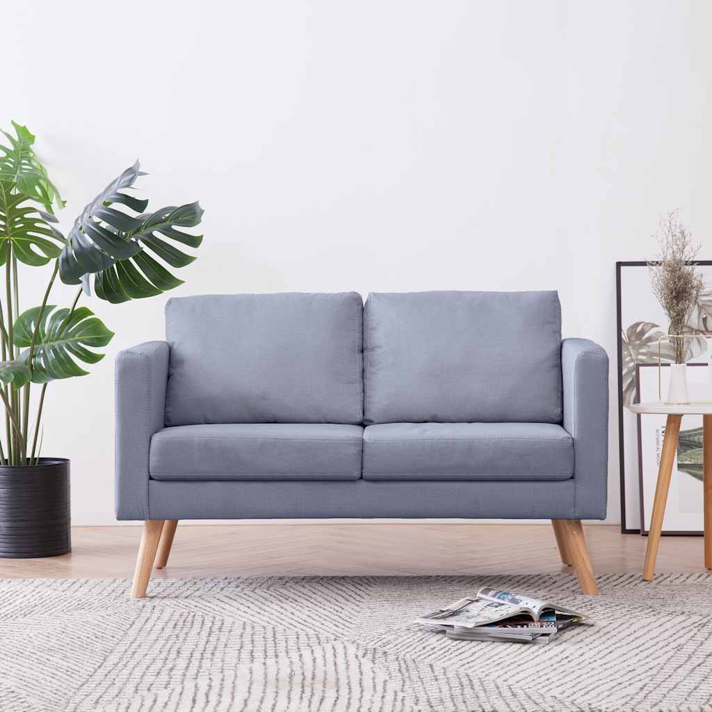 vidaXL Sofa 2-osobowa, materiałowa, jasnoszara