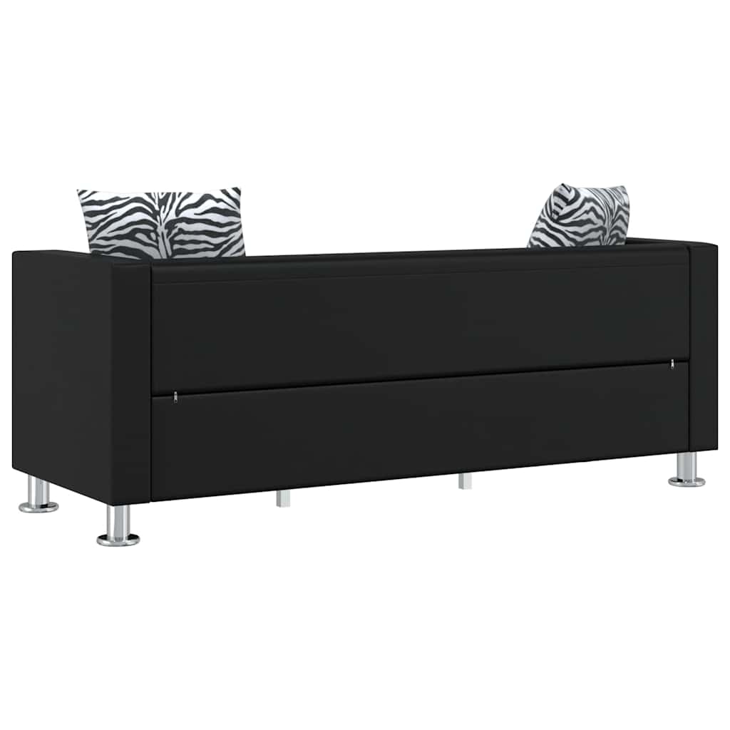 vidaXL Sofa 3-osobowa ze skóry syntetycznej, czarna