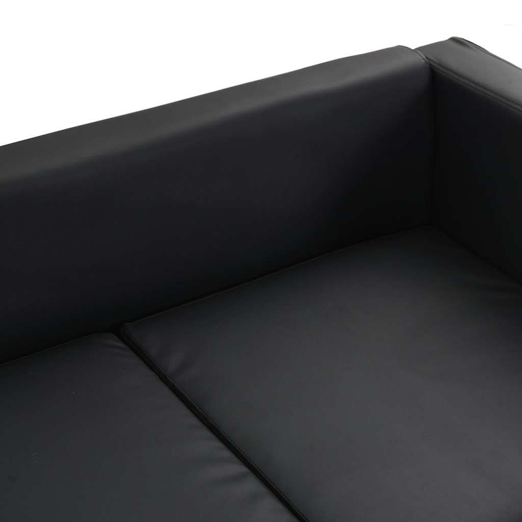 vidaXL Sofa 3-osobowa ze skóry syntetycznej, czarna