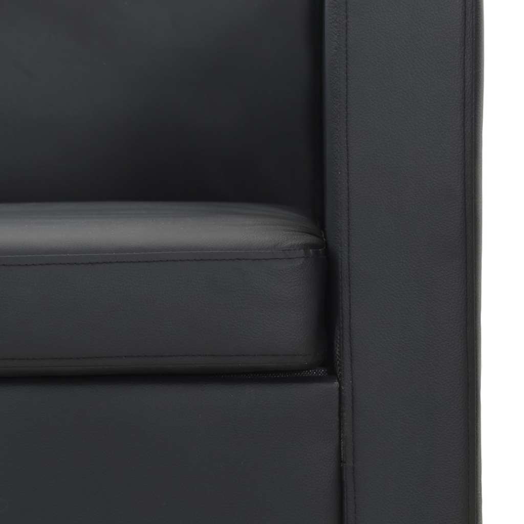 vidaXL Sofa 3-osobowa ze skóry syntetycznej, czarna