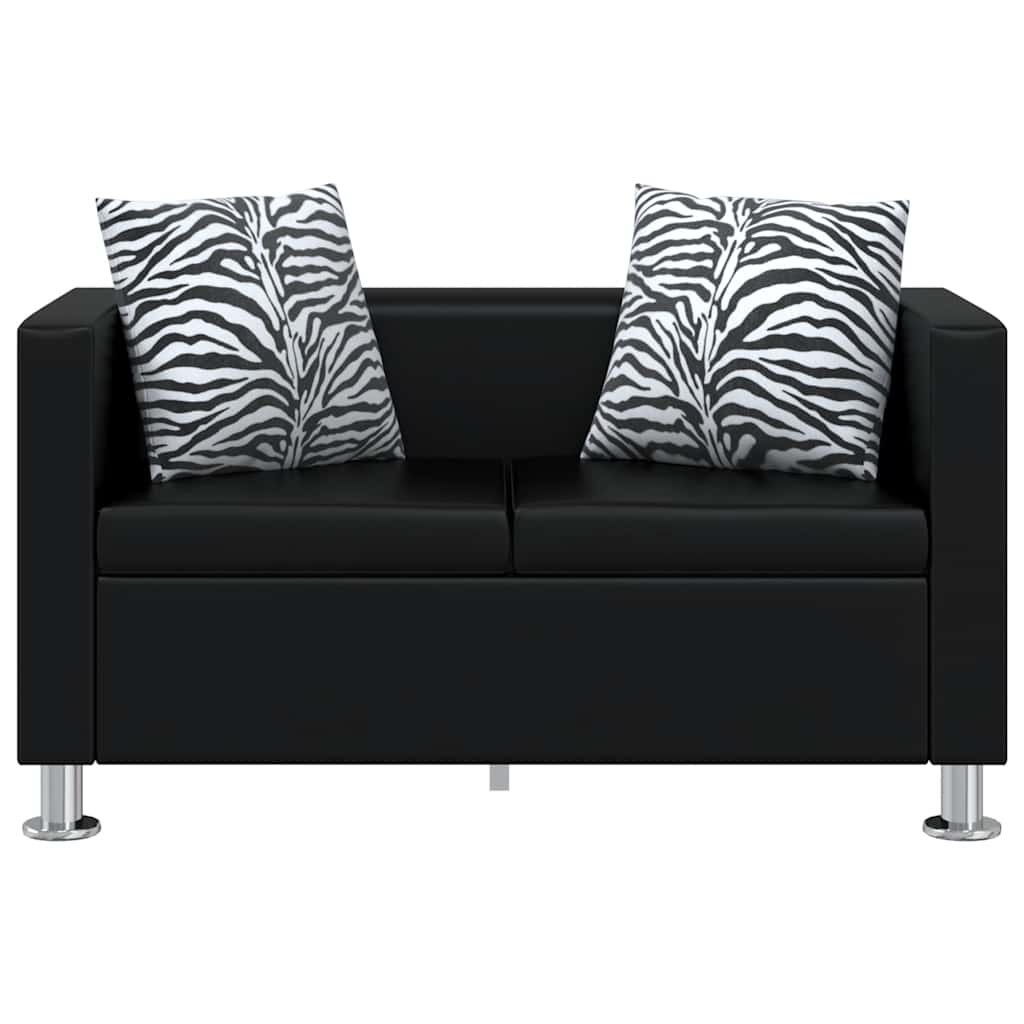 vidaXL Sofa 2-osobowa ze skóry syntetycznej, czarna