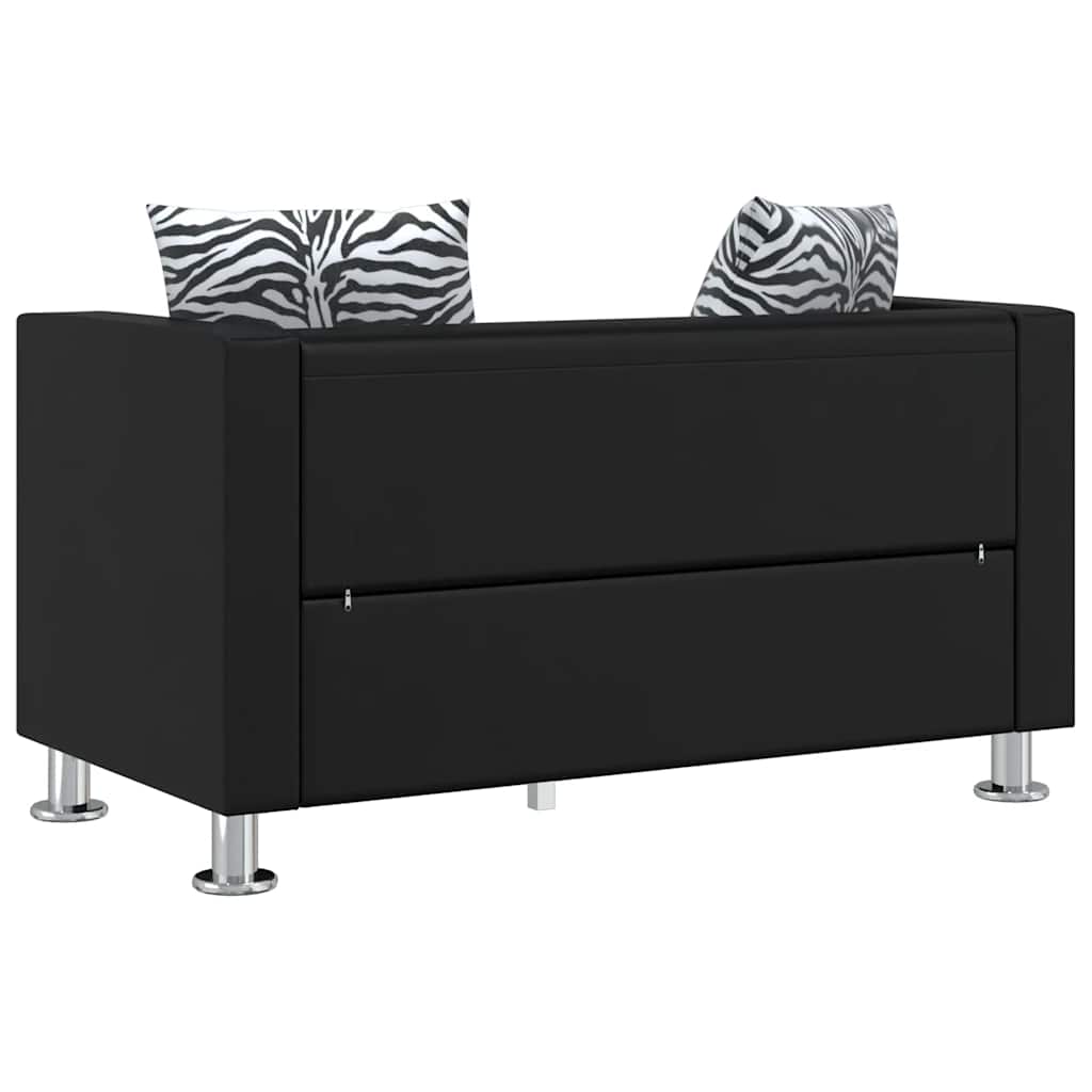 vidaXL Sofa 2-osobowa ze skóry syntetycznej, czarna