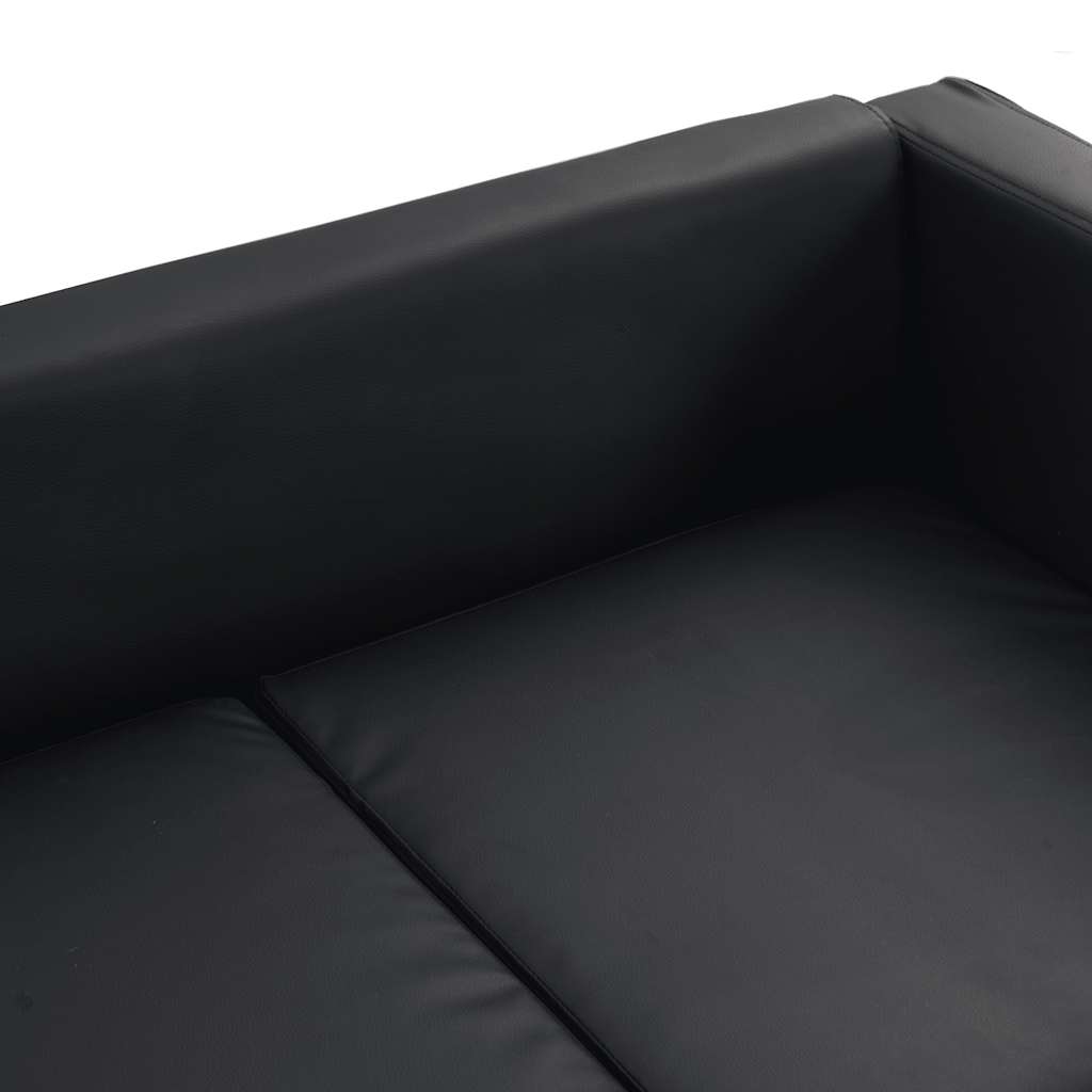 vidaXL Sofa 2-osobowa ze skóry syntetycznej, czarna
