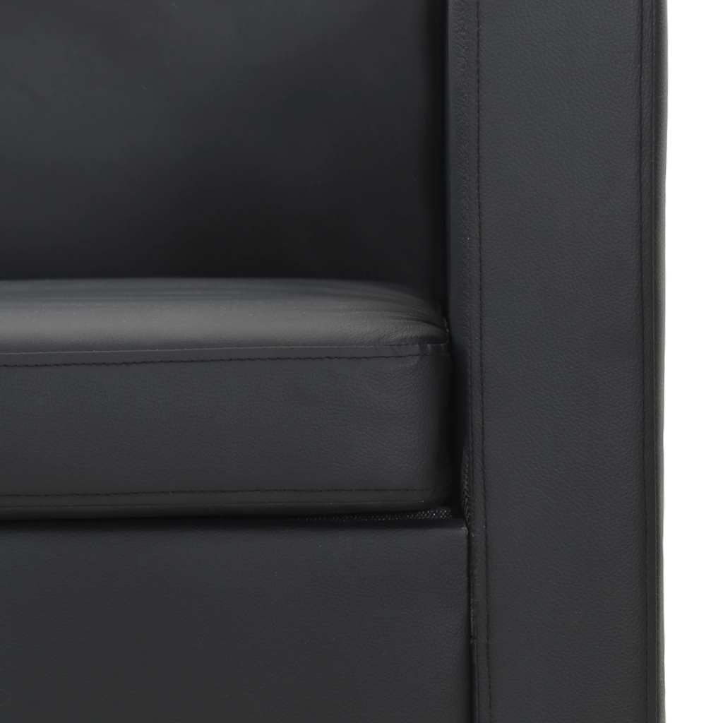 vidaXL Sofa 2-osobowa ze skóry syntetycznej, czarna