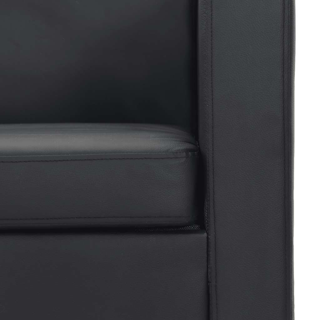 vidaXL Sofa 2-osobowa ze skóry syntetycznej, czarna