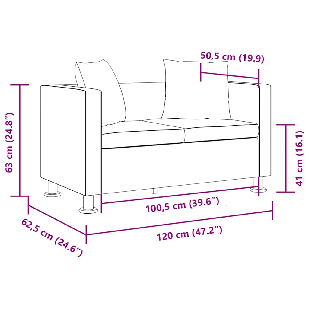 vidaXL Sofa 2-osobowa ze skóry syntetycznej, czarna