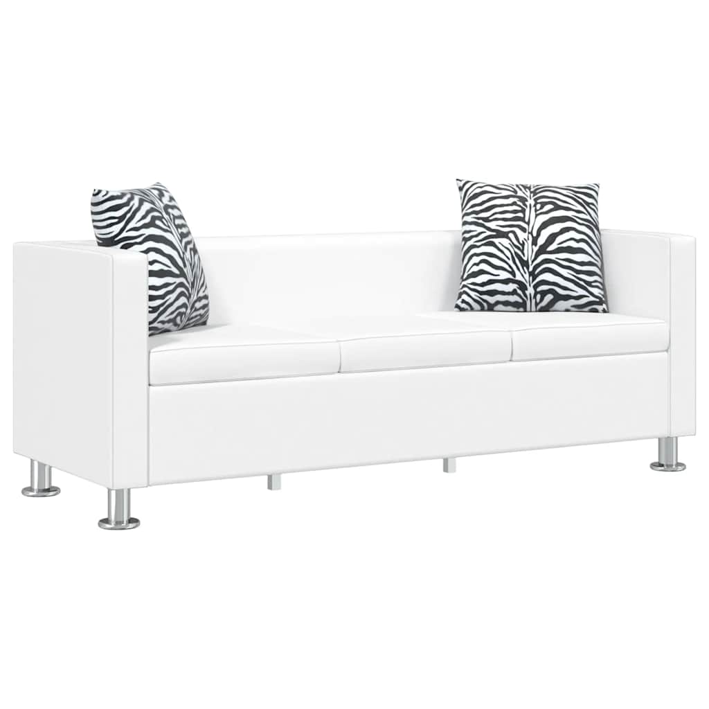 vidaXL Sofa 3-osobowa ze skóry syntetycznej, biała