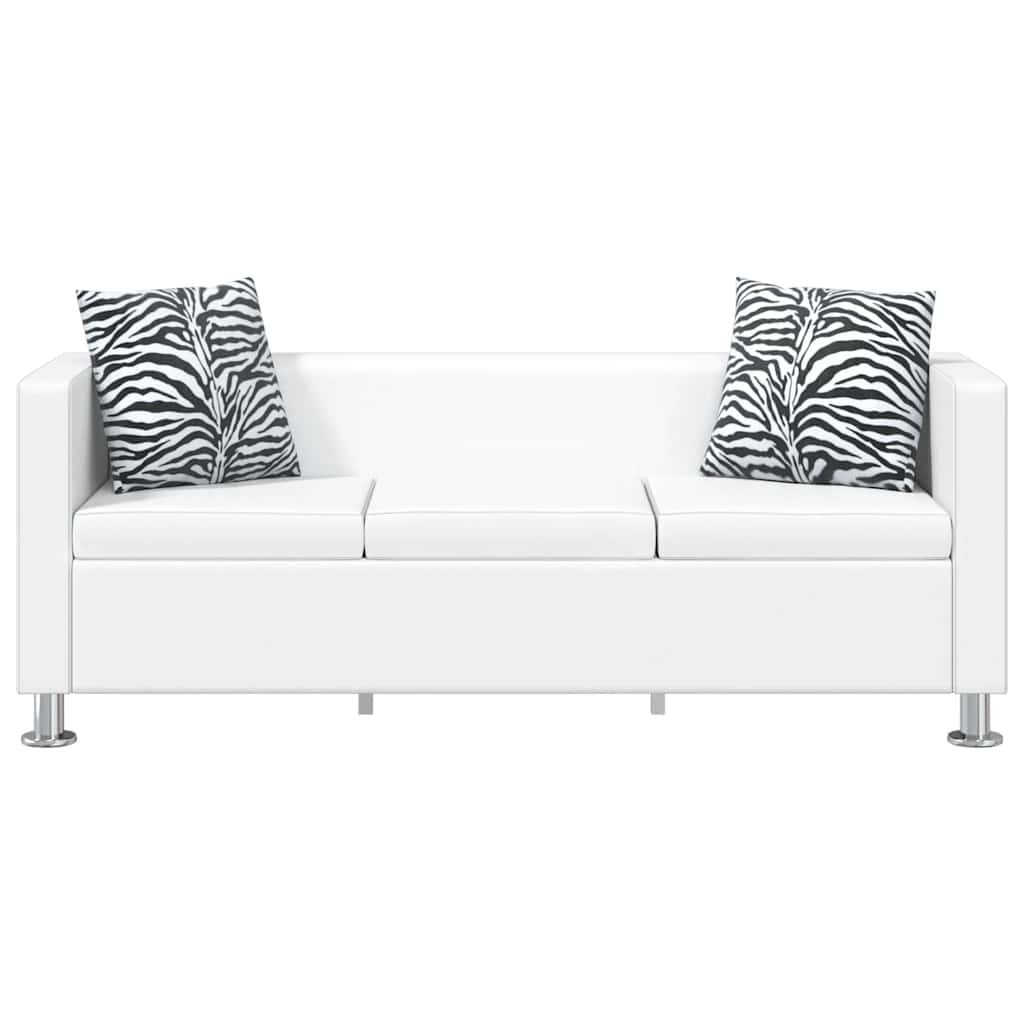 vidaXL Sofa 3-osobowa ze skóry syntetycznej, biała