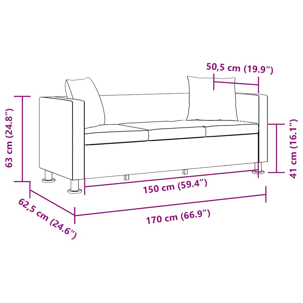 vidaXL Sofa 3-osobowa ze skóry syntetycznej, biała