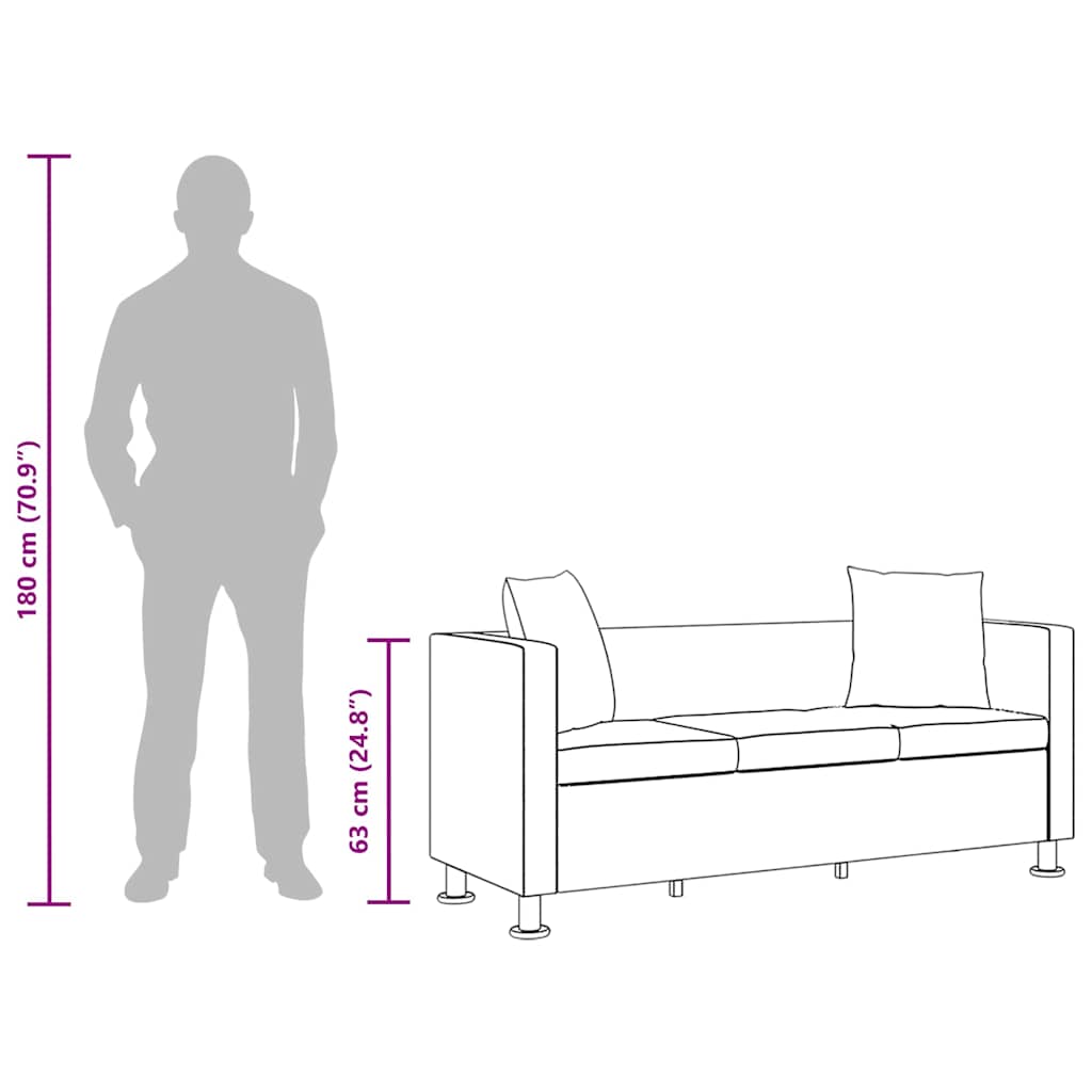 vidaXL Sofa 3-osobowa ze skóry syntetycznej, biała