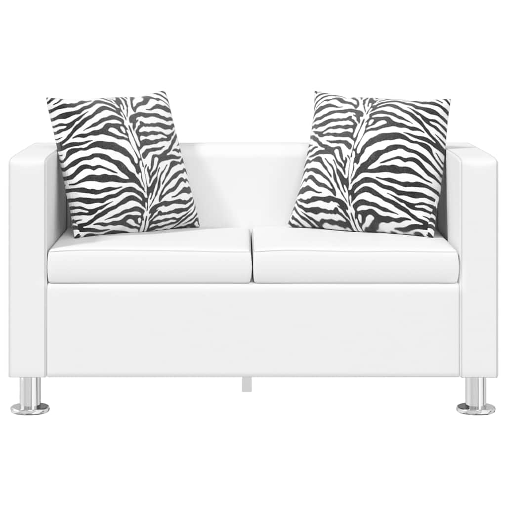 vidaXL Sofa 2-osobowa ze skóry syntetycznej, biała