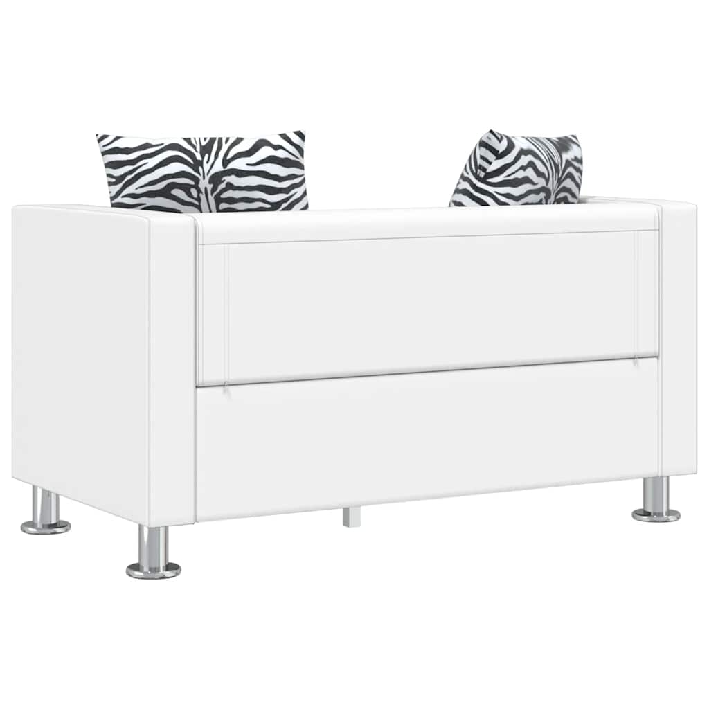 vidaXL Sofa 2-osobowa ze skóry syntetycznej, biała
