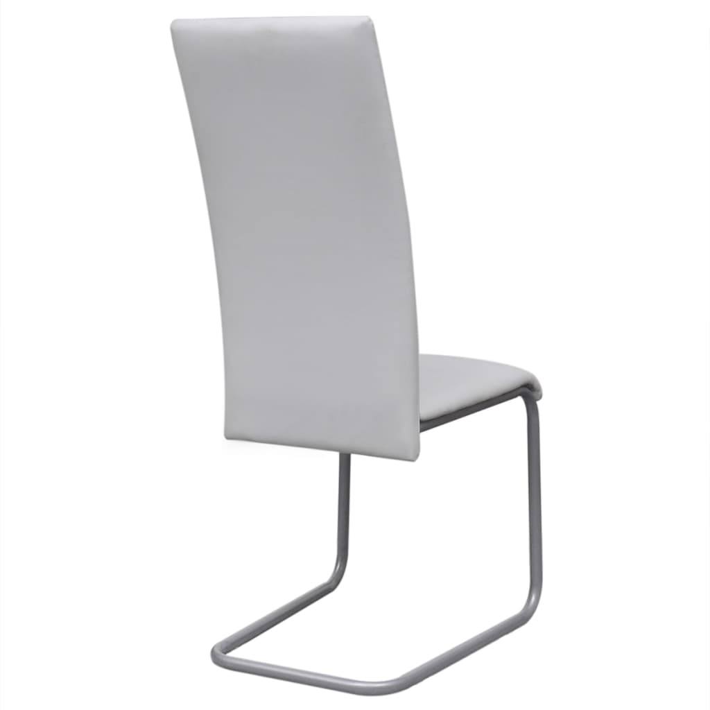 vidaXL Krzesła stołowe, wspornikowe, 4 szt., białe, sztuczna skóra