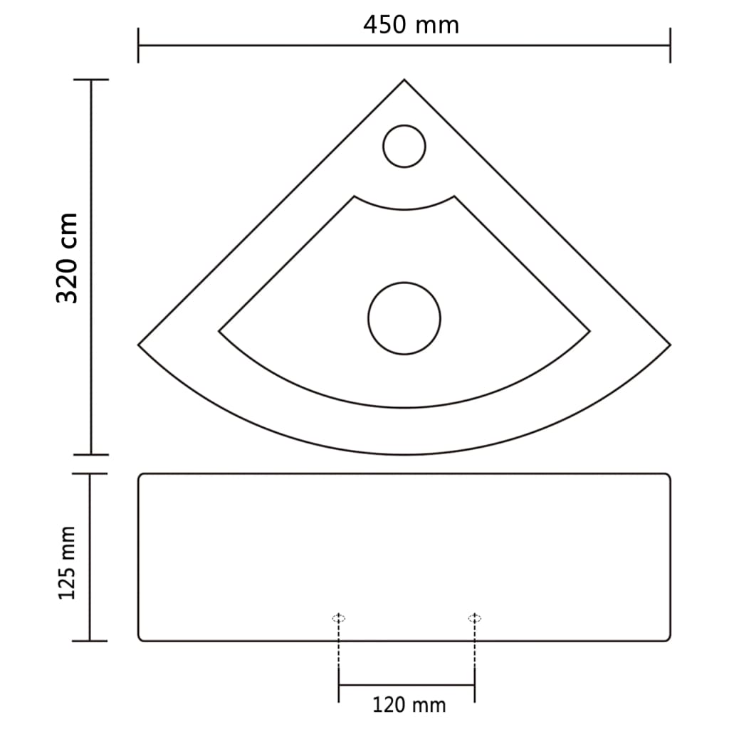 vidaXL Umywalka z przelewem, 45 x 32 x 12,5 cm, czarna
