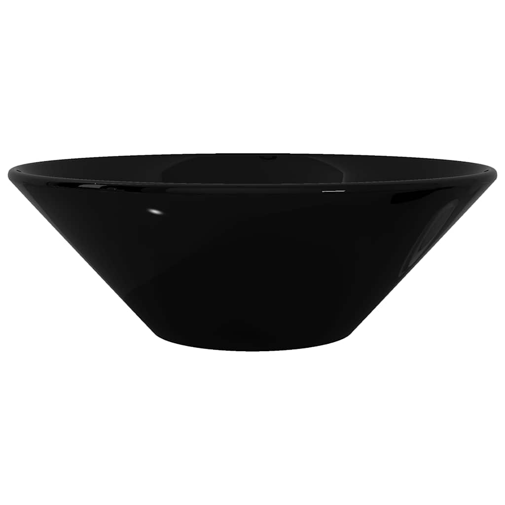 vidaXL Umywalka łazienkowa, ceramiczna, czarna, okrągła