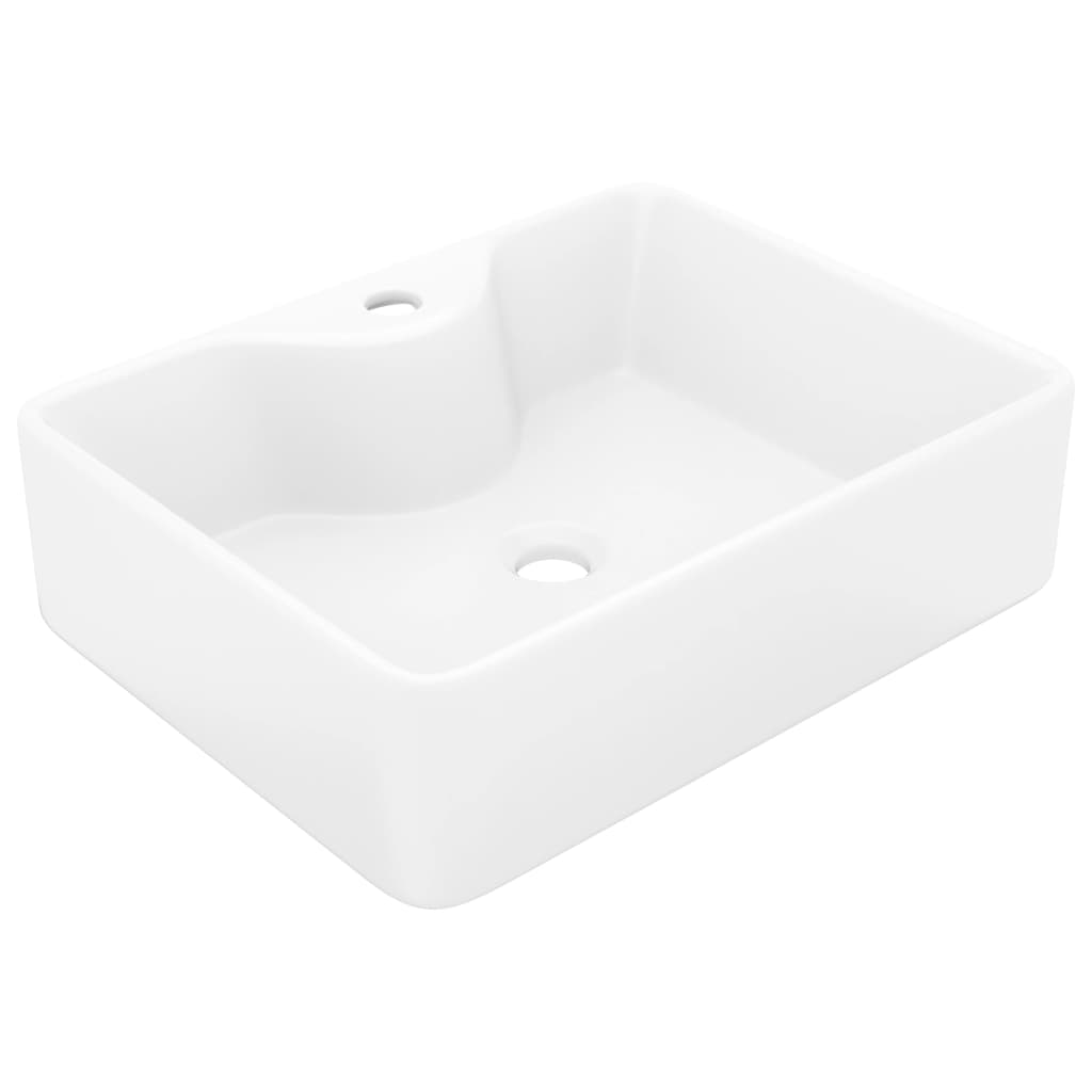vidaXL Ceramiczna umywalka z otworem na kran, prostokątna, biała