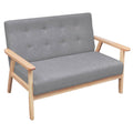 vidaXL Sofa 2-osobowa, tapicerowana tkaniną, jasnoszara