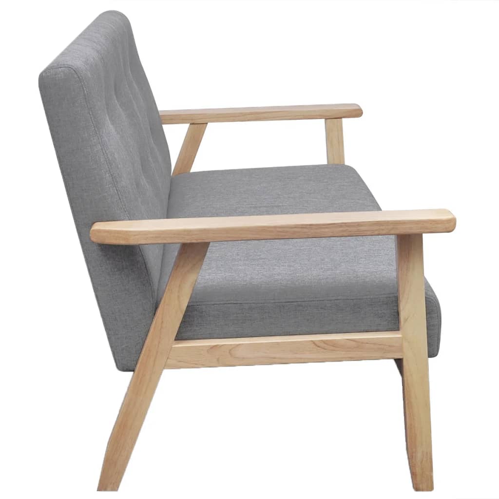 vidaXL Sofa 2-osobowa, tapicerowana tkaniną, jasnoszara