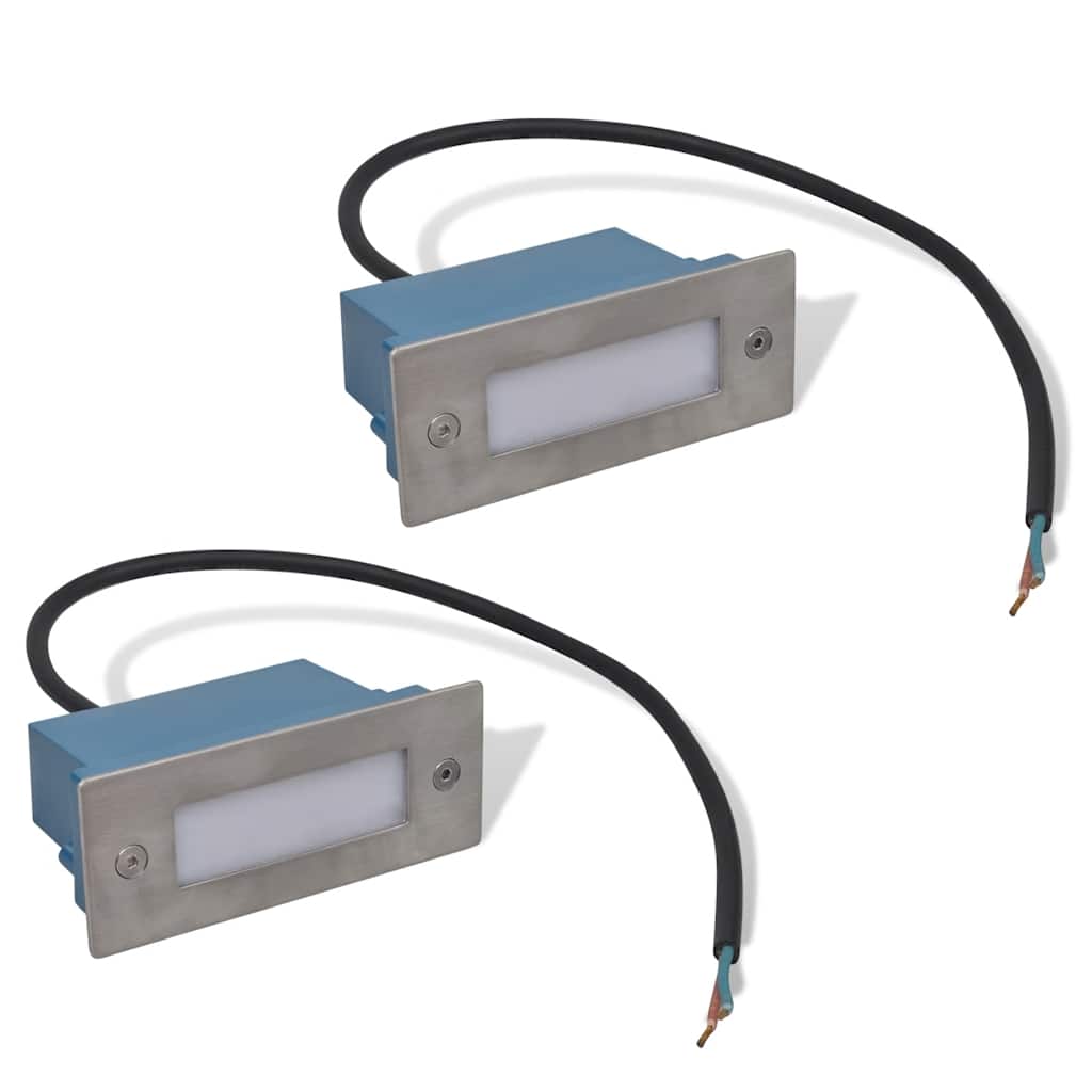 vidaXL Wpuszczane lampki schodowe LED, 2 sztuki, 44x111x56 mm