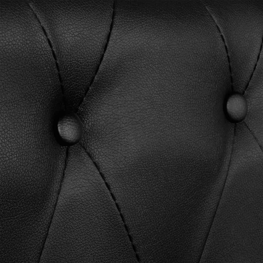 vidaXL Sofa 3-osobowa w stylu Chesterfield, sztuczna skóra, czarna