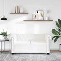 vidaXL Sofa 2-osobowa w stylu Chesterfield, sztuczna skóra, biała