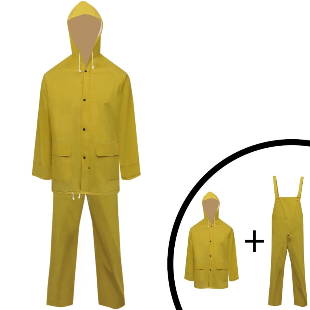 vidaXL Wodoodporny 2-cz. komplet przeciwdeszczowy z kapturem żółty XXL