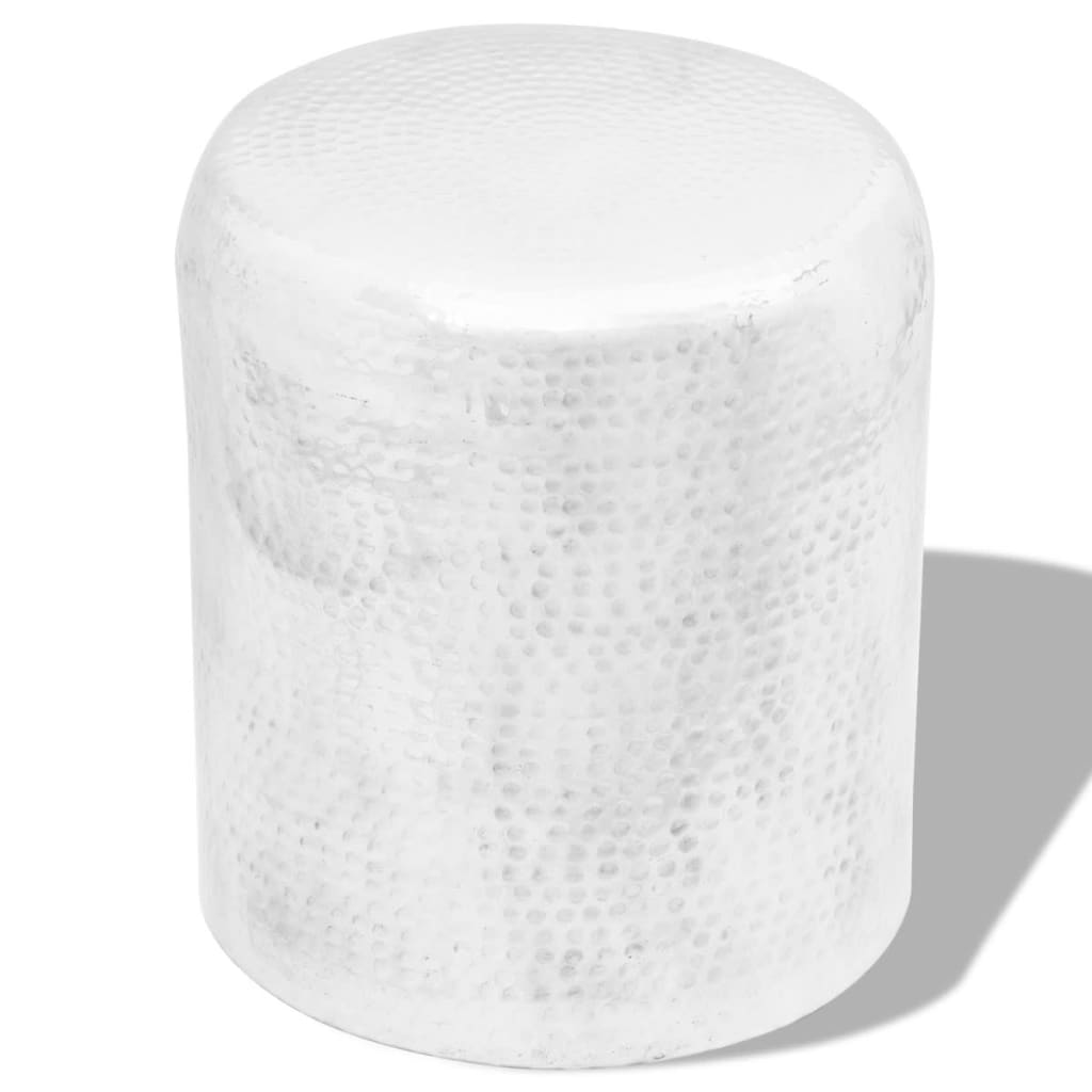 vidaXL Stolik kawowy/stołek z młotkowanego aluminium, kolor srebrny