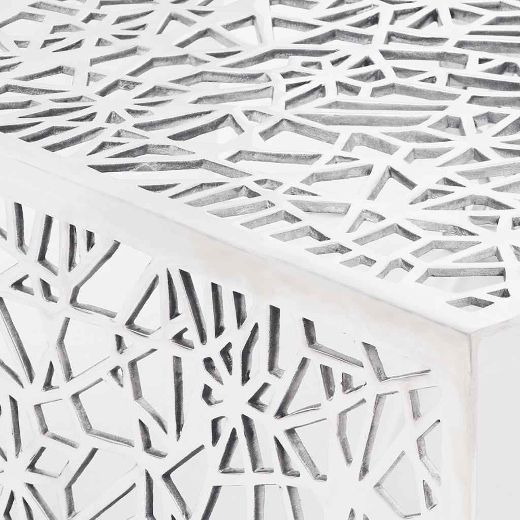 vidaXL Ażurowy stolik kawowy z aluminium, kolor srebrny