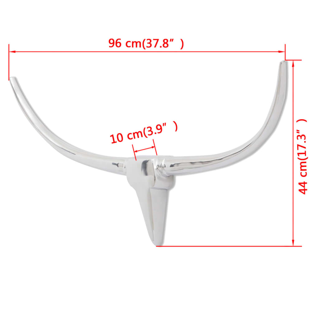 vidaXL Ozdobna głowa byka, dekoracja z aluminium, srebrna, 96 cm
