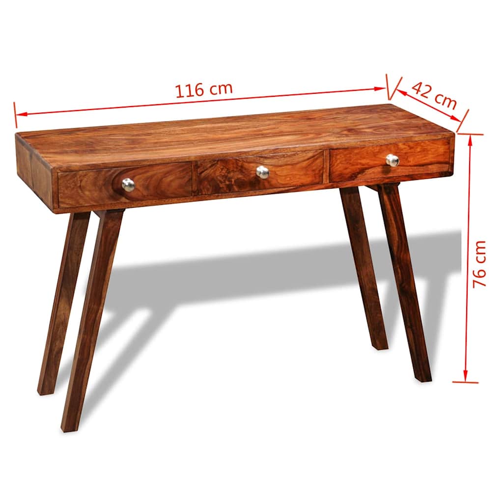 vidaXL Stolik typu konsola z 3 szufladami, lite drewno akacjowe, 76 cm