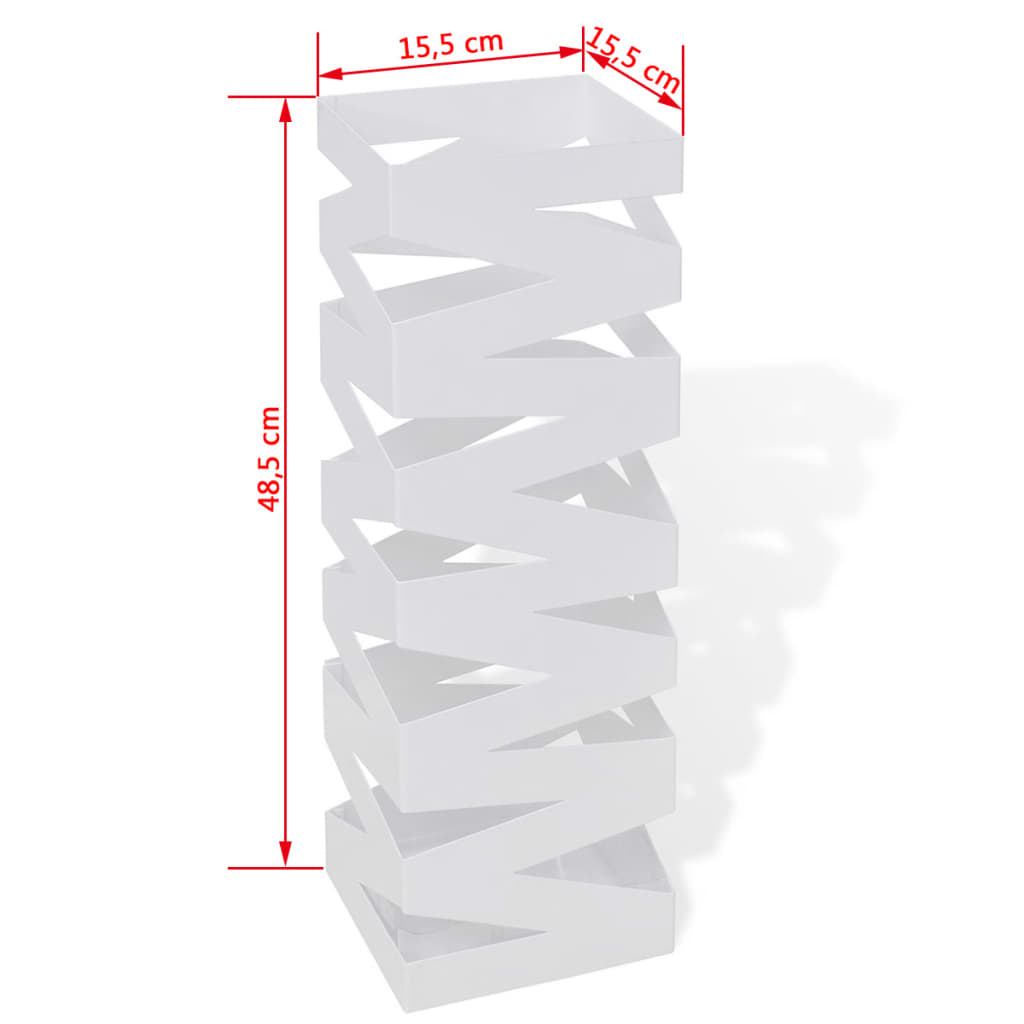 vidaXL Kwadratowy stojak na parasole i laski, biały, stalowy, 48,5 cm