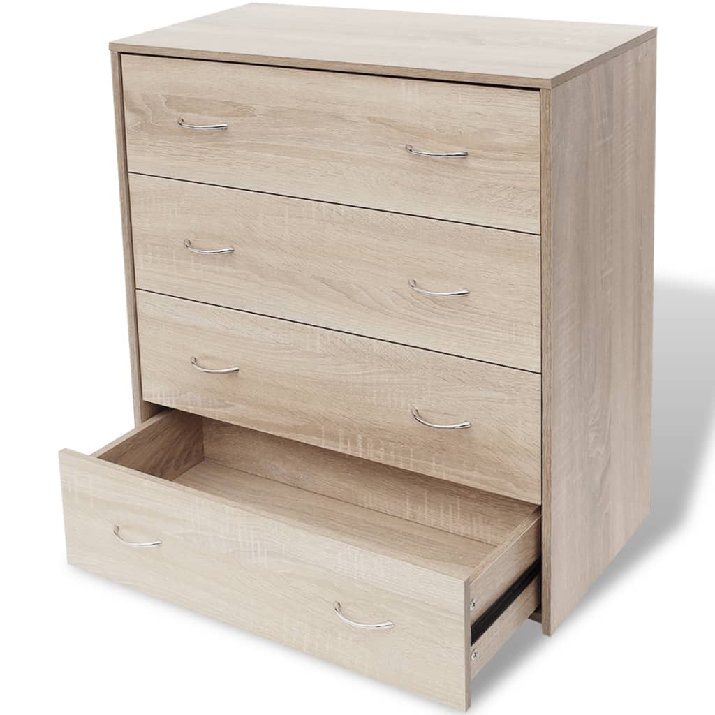 vidaXL Komoda z 4 szufladami, 60 x 30,5 x 71 cm, kolor dębowy