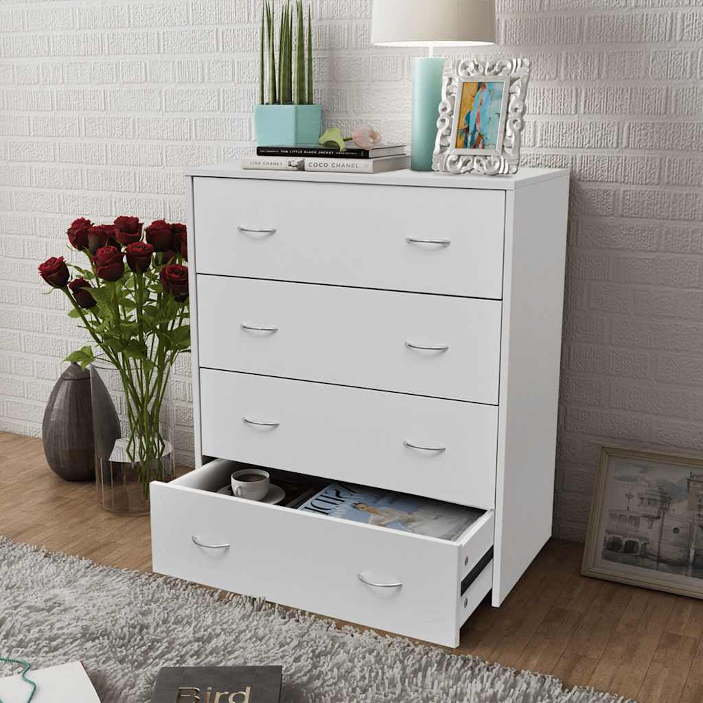 vidaXL Komoda z 4 szufladami, 60 x 30,5 x 71 cm, biała