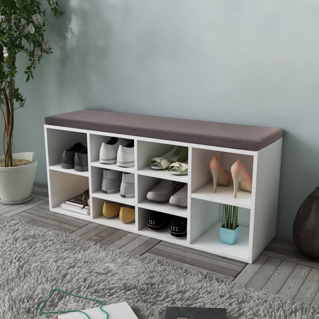 vidaXL Ławka z półką na buty, 10 przegródek, biała
