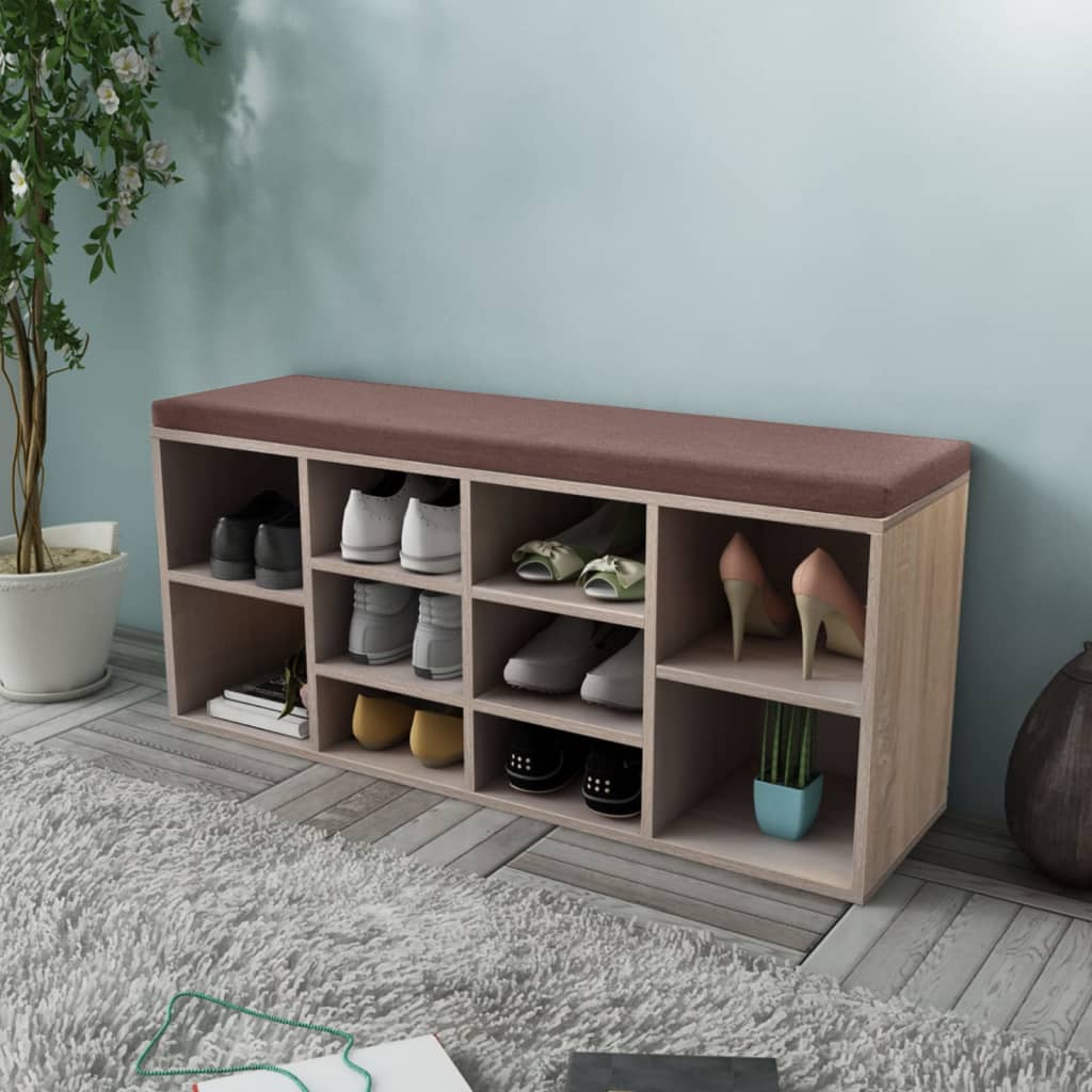 vidaXL Ławka z półką na buty, 10 przegródek, kolor dębu